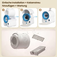 Automatická samočistiaca toaleta pre mačky JUMMICO XXXL, 100 l vnútorný priestor, 12 l odpadová nádoba, ovládanie cez aplikáciu, vzduchová clona a 10 bezpečnostných senzorov 9
