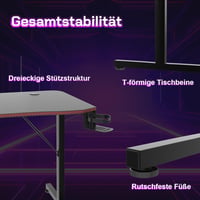 JUMMICO Ergonomski stol za igranje 180x60 cm, s držačem za čašu i držačem za slušalice, crni 4