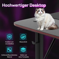 JUMMICO Ergonomski stol za igranje 180x60 cm, s držačem za čašu i držačem za slušalice, crni 7