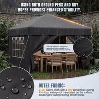 Foișor pliabil de grădină JUMMICO 3x3 m, impermeabil, UV 50+, cu pereți laterali, montare rapidă, pentru evenimente în grădină și camping, gri închis 6