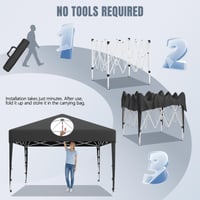 Foișor pliabil de grădină JUMMICO 3x3 m, impermeabil, UV 50+, cu pereți laterali, montare rapidă, pentru evenimente în grădină și camping, gri închis 3