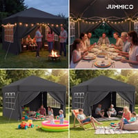 Foișor pliabil de grădină JUMMICO 3x3 m, impermeabil, UV 50+, cu pereți laterali, montare rapidă, pentru evenimente în grădină și camping, gri închis 7