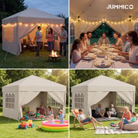 JUMMICO Pop-up Pavilon 3x3 m Vízálló Téli UV 50+ Oldalfalakkal Kerti Sátor Összecsukható Rendezvénysátor Beige 7