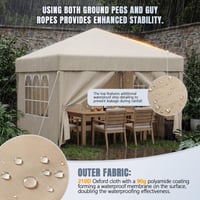 JUMMICO Pop-up Pavilon 3x3 m Vízálló Téli UV 50+ Oldalfalakkal Kerti Sátor Összecsukható Rendezvénysátor Beige 4