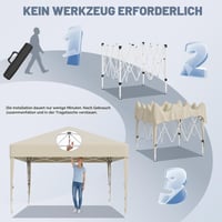 JUMMICO Pop-up Pavilon 3x3 m Vízálló Téli UV 50+ Oldalfalakkal Kerti Sátor Összecsukható Rendezvénysátor Beige 5