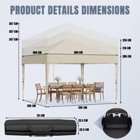 JUMMICO Pop-up Pavilon 3x3 m Vízálló Téli UV 50+ Oldalfalakkal Kerti Sátor Összecsukható Rendezvénysátor Beige 3