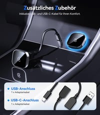 Jumpeak vezeték nélküli CarPlay adapter iPhone-hoz, mini Plug and Play vezetékes CarPlay kompatibilis autóhoz 9