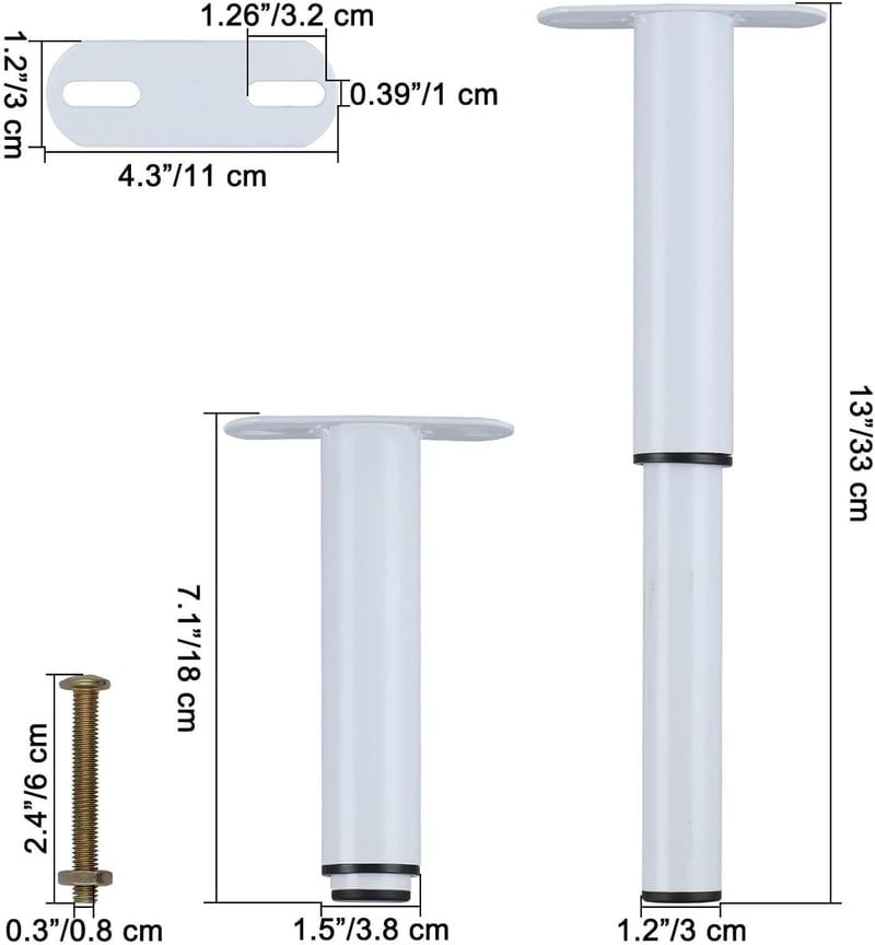 JUMPENGATP 2db Állítható Bútor Láb 180-330mm Rozsdamentes Acél Fehér