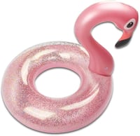 Colac de înot gonflabil JUNBAOYYDS Flamingo, roșu, 70 cm, cu sclipici, saltea de piscină pentru copii și adulți, jucărie pentru petrecerea la piscină 1