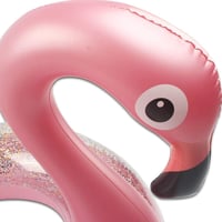 Colac de înot gonflabil JUNBAOYYDS Flamingo, roșu, 70 cm, cu sclipici, saltea de piscină pentru copii și adulți, jucărie pentru petrecerea la piscină 4