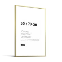 Ramă foto JUNOMI 50x70 cm, aluminiu auriu lucios, ramă pentru poster, ramă foto pentru perete 1