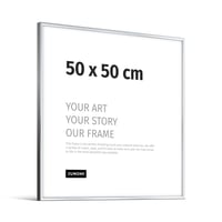 JUNOMI moderný rám na plagáty 50 x 50 cm s úzkym hliníkovým rámom v lesklej striebornej farbe, s nerozbitným akrylovým sklom na fotografie a obrázky 1