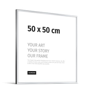 JUNOMI moderan okvir za postere 50 x 50 cm s uskim aluminijskim rubom u sjajnoj srebrnoj boji, s nelomljivim akrilnim staklom za fotografije i slike