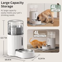 JUNSPOW Automata gravitációs macska itatógép alátéttel rozsdamentes acél tál 4 literes fehér nagy kapacitás kis és közepes kutyáknak is 3