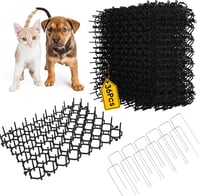 JUNUNDJING Macskariasztó Tüskés Szőnyeg, 36 db, 20x15 cm, Kerti Állattávoltartó Háló, Fekete PP Műanyag, U-alakú Rögzítőkkel, Kültéri-Beltér 1