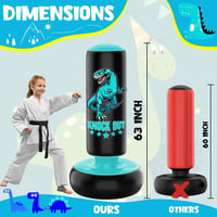 JUOIFIP 160 cm Álló Boxzsák Dinoszaurusz Boxkesztyűvel Gyerekeknek Kickbox Karate Edzéshez 3