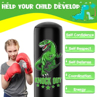 JUOIFIP 160 cm Álló Boxzsák Dinoszaurusz Boxkesztyűvel Gyerekeknek Kickbox Karate Edzéshez 6