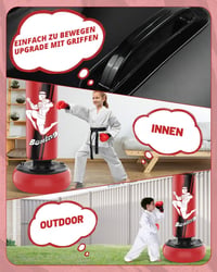 JUOIFIP 165cm Állóboxzsák Felfújható Boxzsák Gyerekeknek Boxkesztyűvel MMA Karate Taekwondo 6