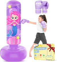 JUOIFIP felfújható boxzsák kesztyűvel, 5-12 éves korig - lila - 168 cm 1