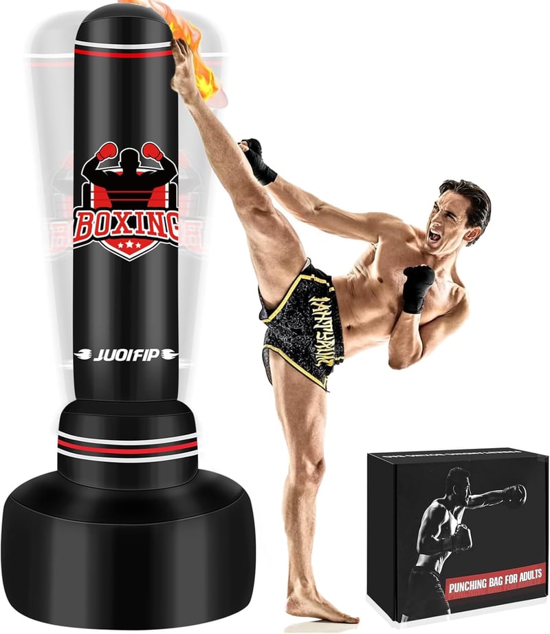 JUOIFIP 180 cm Álló Boxzsák Felnőtteknek - Felfújható Ütőzsák MMA Kickbox Edzéshez