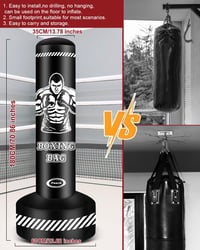 JUOIFIP 180 cm-es álló boxzsák felnőtteknek MMA edzéshez állvánnyal - Black and White, 170cm x 50cm, One piece boxing sandbag 4