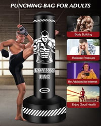 JUOIFIP 180 cm-es álló boxzsák felnőtteknek MMA edzéshez állvánnyal - Black and White, 170cm x 50cm, One piece boxing sandbag 6