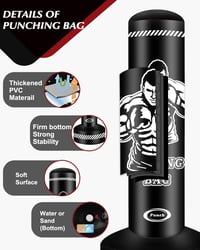JUOIFIP 180 cm-es álló boxzsák felnőtteknek MMA edzéshez állvánnyal - Black and White, 170cm x 50cm, One piece boxing sandbag 5