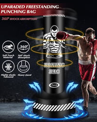 JUOIFIP 180 cm-es álló boxzsák felnőtteknek MMA edzéshez állvánnyal - Black and White, 170cm x 50cm, One piece boxing sandbag 3