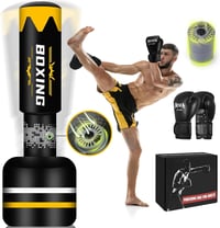 JUOIFIP 180 cm Önfelfújódó Boxzsák Edzéshez Kesztyűvel és Légpumpával 1