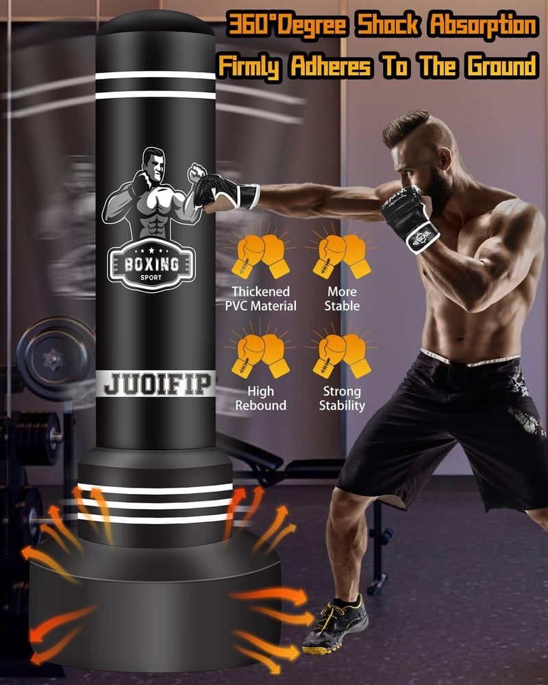JUOIFIP 180cm Boxzsák Felfújható Edzéshez Boxkesztyűvel és Pumpával