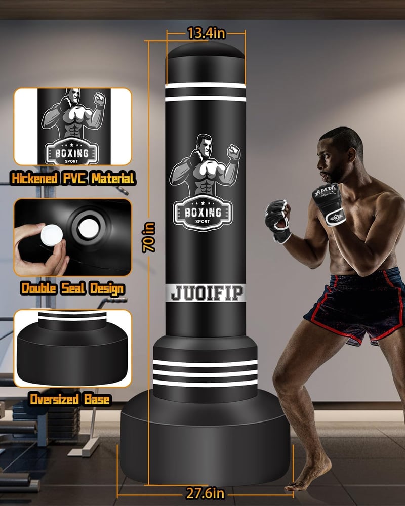 JUOIFIP 180cm Boxzsák Felfújható Edzéshez Boxkesztyűvel és Pumpával