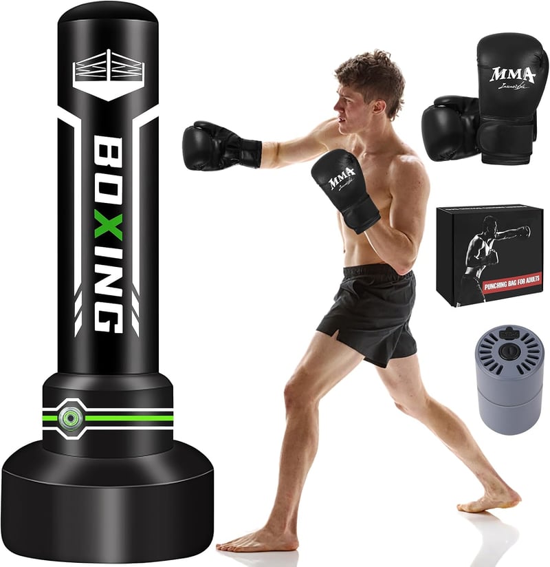 JUOIFIP 180cm Önfelfújódó Boxzsák Edzéshez MMA Muay Thai Boxkesztyűvel