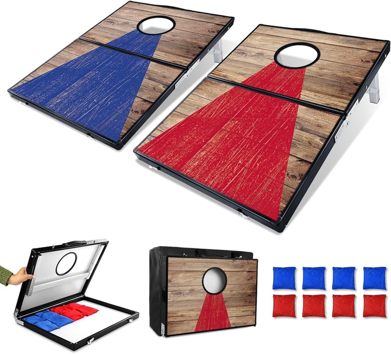 JUOIFIP 3x2 FT Alumínium Cornhole Szett 8 Zsákkal és Táskával
