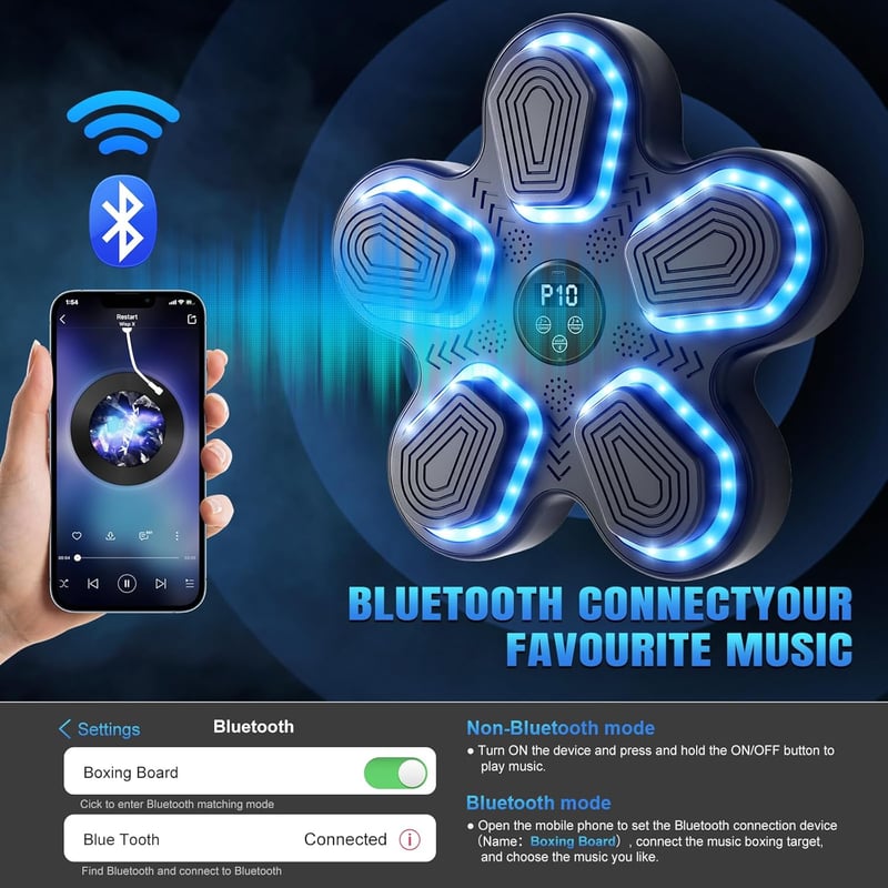 JUOIFIP Bluetooth Falra Szerelhető Ütőgép 9 Sebességgel és Boxkesztyűvel