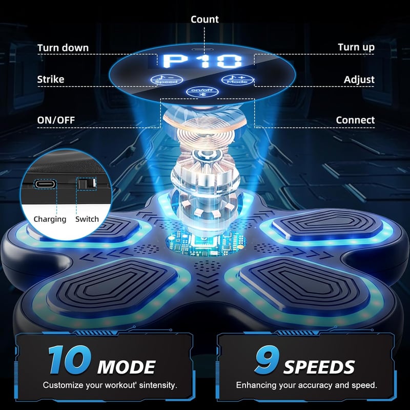 JUOIFIP Bluetooth Falra Szerelhető Ütőgép 9 Sebességgel és Boxkesztyűvel
