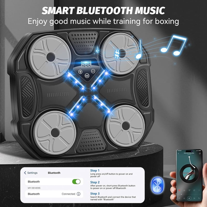 JUOIFIP Bluetooth Ütőgép Fali Boxzsák Edzéshez Kesztyűvel és Pontozással