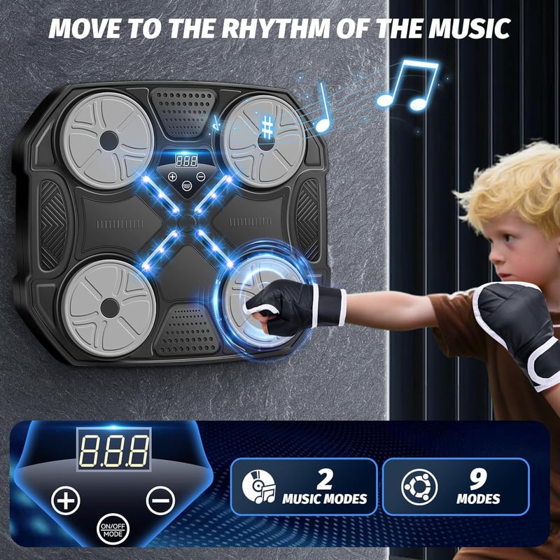 JUOIFIP Bluetooth Ütőgép Fali Boxzsák Edzéshez Kesztyűvel és Pontozással