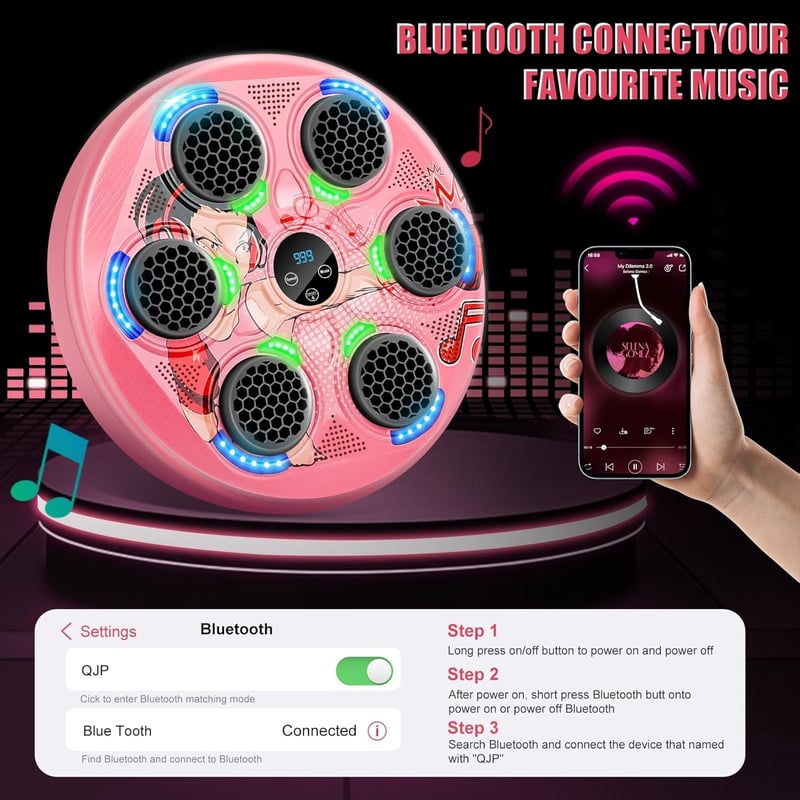 JUOIFIP Bluetooth Ütőgép Falra Szerelhető Zenés Boxzsák 15 Fokozat