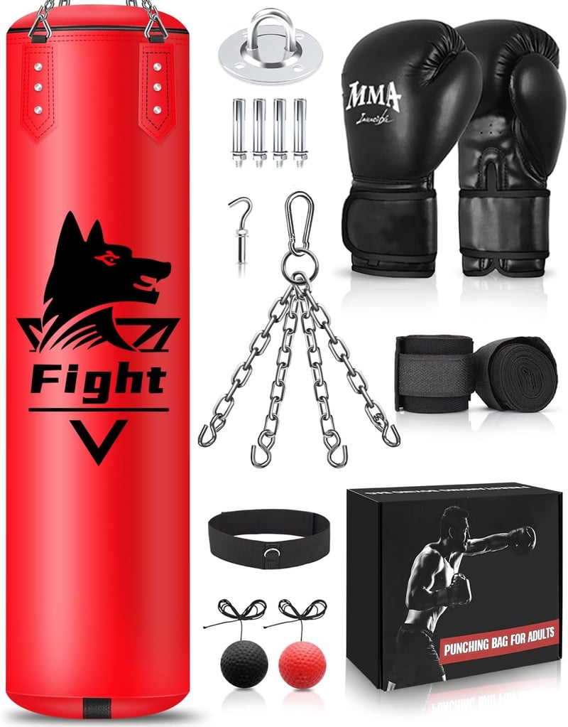 JUOIFIP Boxzsák szett függőleges edzéshez, mikrofiber bőr, kickboxing MMA Muay Thai