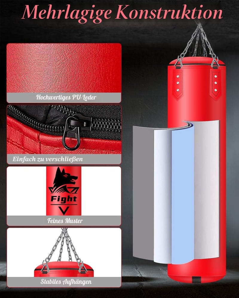 JUOIFIP Boxzsák szett függőleges edzéshez, mikrofiber bőr, kickboxing MMA Muay Thai