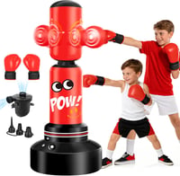 Set sac de box gonflabil vertical pentru copii JUOIFIP cu pompă și coardă de sărit, 165 cm, pentru băieți și fete, pentru antrenamentul de reacție și taekwondo 1