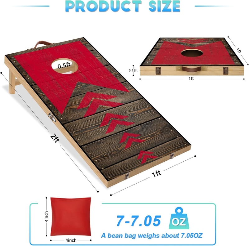 JUOIFIP Összecsukható Cornhole Játék 6 Babzsákkal és Hordtáskával Kerthez Strandra