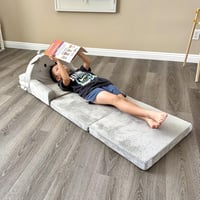 JUOIFIP Összecsukható gyerekfotelágy 2 az 1-ben, szürke bársonyos kristály bársony gyerekkanapé 150 cm hálószobába és nappaliba 2