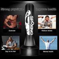 JUOIFIP Szabadon Álló Boxzsák Felnőtteknek 175 cm - Edzőállvánnyal, MMA, Muay Thai, Kung Fu Edzéshez, Fekete Vinyl Borítással 7