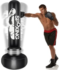 JUOIFIP Szabadon Álló Boxzsák Felnőtteknek 175 cm - Edzőállvánnyal, MMA, Muay Thai, Kung Fu Edzéshez, Fekete Vinyl Borítással 9