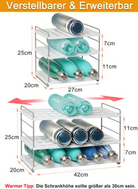 JUPELI Stackable Palackrendező Hűtőbe, Állítható Üvegtartó Szekrénybe és Munkalapra 2