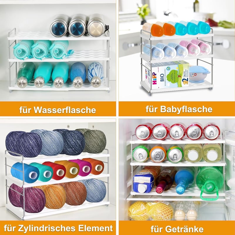 JUPELI Stackable Palackrendező Hűtőbe, Állítható Üvegtartó Szekrénybe és Munkalapra