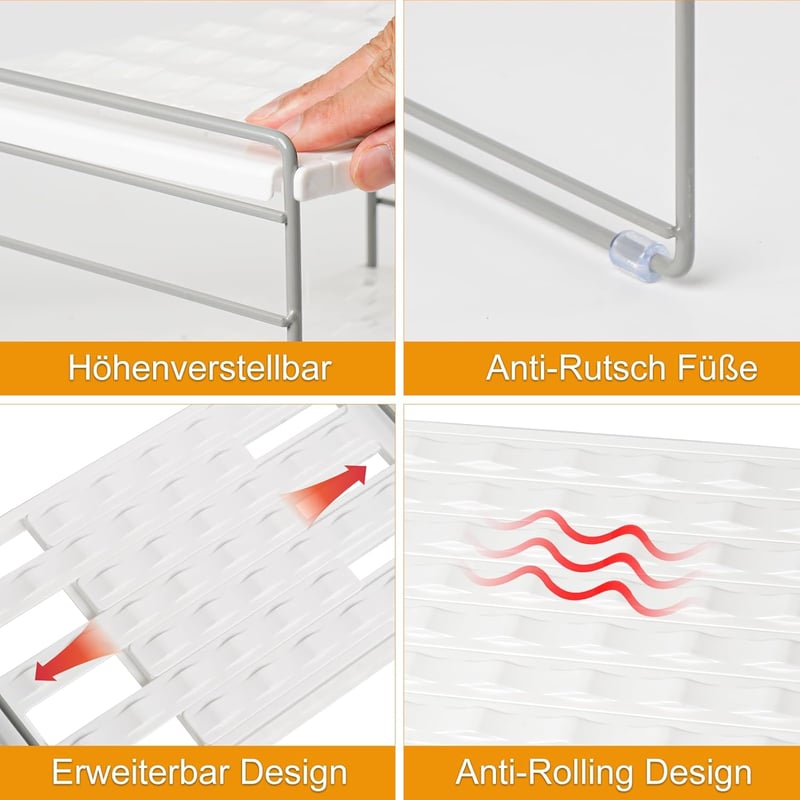 JUPELI Stackable Palackrendező Hűtőbe, Állítható Üvegtartó Szekrénybe és Munkalapra