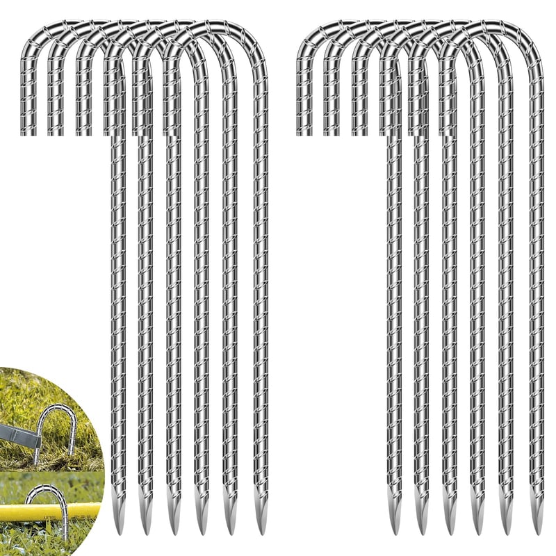 JUQG 12 bucăți țăruși pentru cort din oțel galvanizat cu filet, țăruși de sol de 30 cm pentru camping, trambulină, prelată, copertină, țăruși de grădină