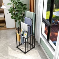 JURMERRY Samostojeći stalak za ručnike, 5 razina, crni kupaonski organizator, 44,5x46x118 cm 6